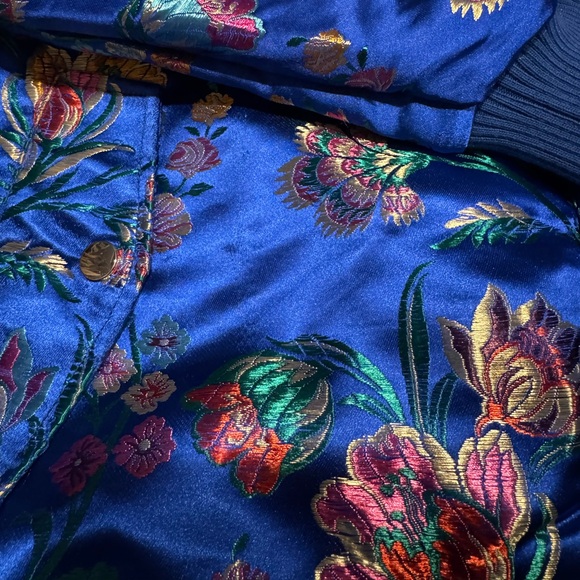 AKIRA Blue Floral Bomber Jacket - Picture 3 of 3